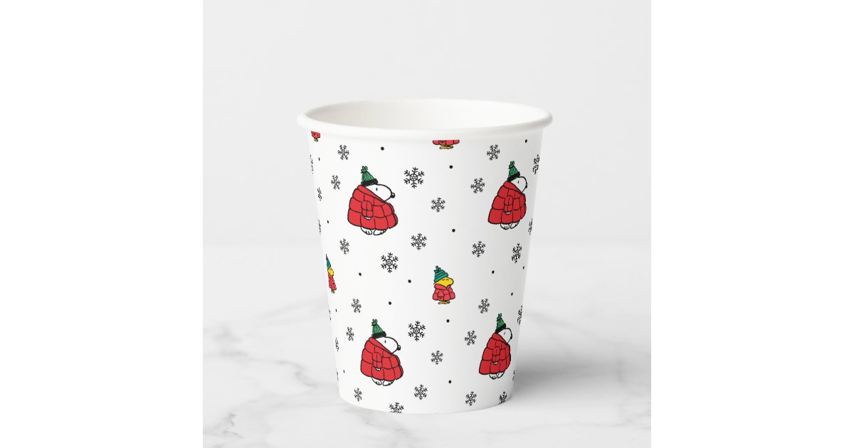 Peanuts | Snoopy Red Puffer Jacket Paper Cups | Zazzle