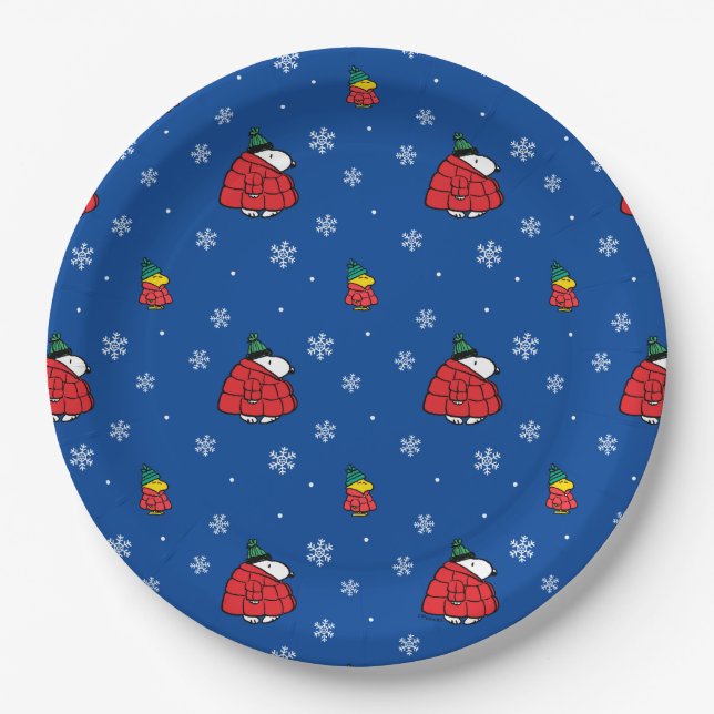 Peanuts | Snoopy Red Puffer Jacket Paper Plates (Front)