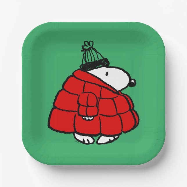 Peanuts | Snoopy Red Puffer Jacket Paper Plates (Front)