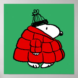 Peanuts Snoopy Red Puffer Jacket Poster