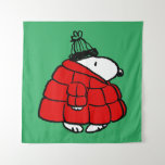 Peanuts | Snoopy Red Puffer Jacket Tapestry<br><div class="desc">Check out this fun Peanuts design featuring Snoopy in his red puffy winter jacket.</div>