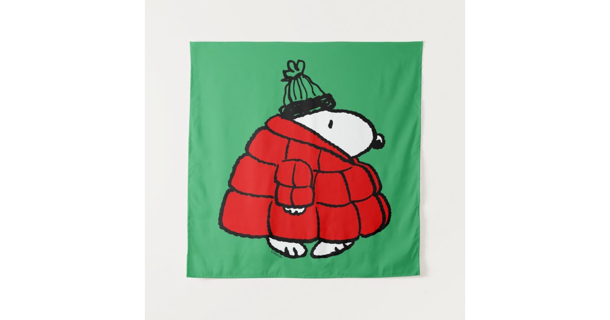 Peanuts | Snoopy Red Puffer Jacket Tapestry | Zazzle