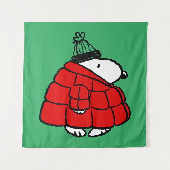 Peanuts | Snoopy Red Puffer Jacket Tapestry (Front)