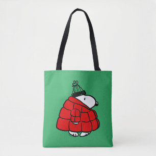 Peanuts Snoopy Red Puffer Jacket Tote Bag