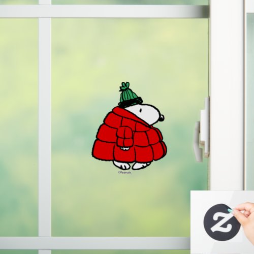 Peanuts  Snoopy Red Puffer Jacket Window Cling