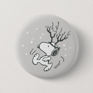Peanuts Snoopy Reindeer Button