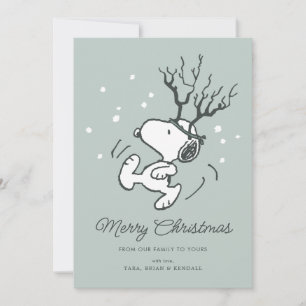 Peanuts   Snoopy Reindeer Crossing Christmas  Holiday Card