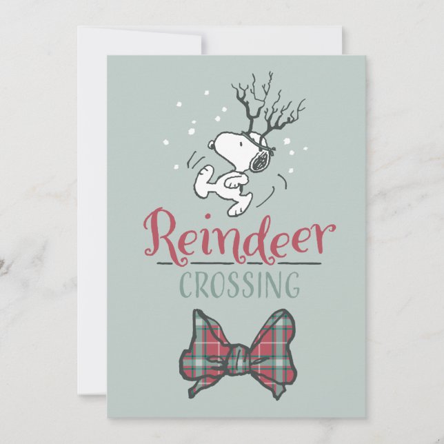 Peanuts | Snoopy Reindeer Crossing Christmas Holiday Card (Front)