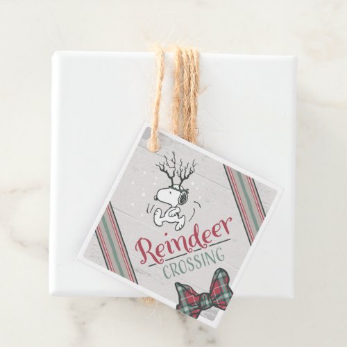 Peanuts  Snoopy Reindeer Crossing Favor Tags