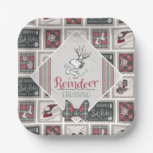 Peanuts  Snoopy Reindeer Crossing Paper Plates