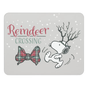 Peanuts Snoopy Reindeer Door Sign