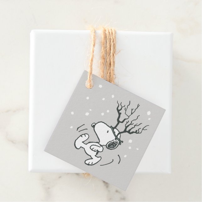 Peanuts | Snoopy Reindeer Favor Tags (In Situ)