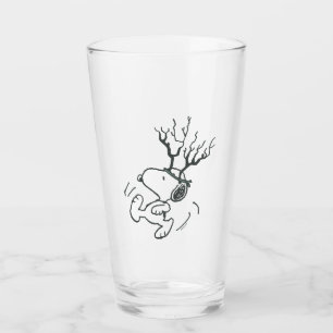 Peanuts Snoopy Reindeer Glass