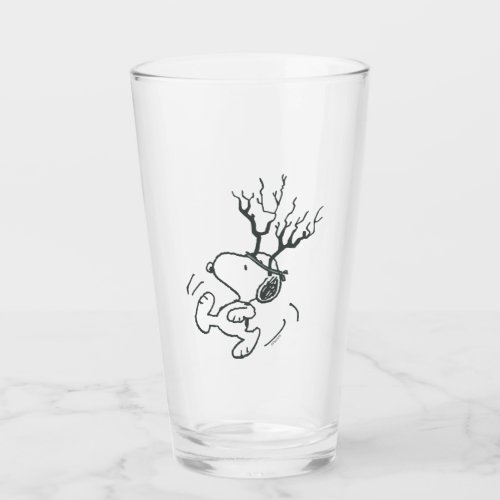 Peanuts  Snoopy Reindeer Glass