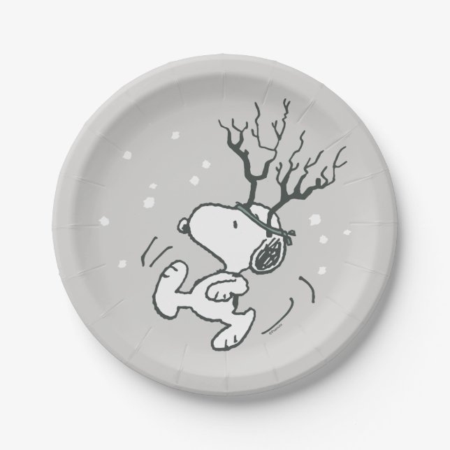 Peanuts | Snoopy Reindeer Paper Plates (Front)
