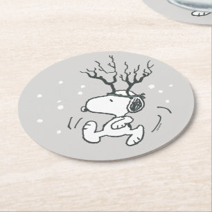 Peanuts Snoopy Reindeer Round Paper Coaster
