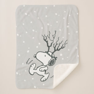 Peanuts Snoopy Reindeer Sherpa Blanket