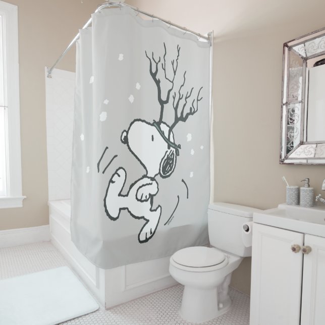 Peanuts | Snoopy Reindeer Shower Curtain (In Situ)