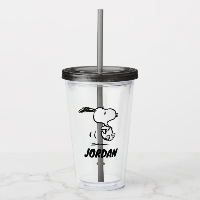 Peanuts | Snoopy Running | Add Your Name Acrylic Tumbler (Front)