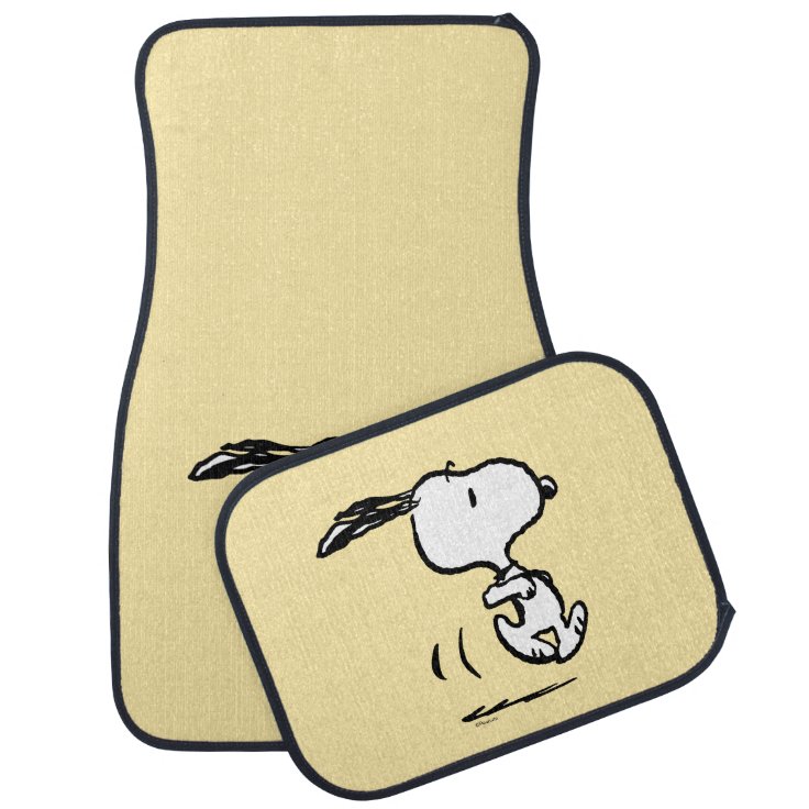 Peanuts | Snoopy Running Car Floor Mat | Zazzle