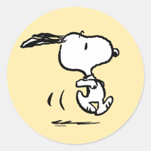 Peanuts   Snoopy Running Classic Round Sticker
