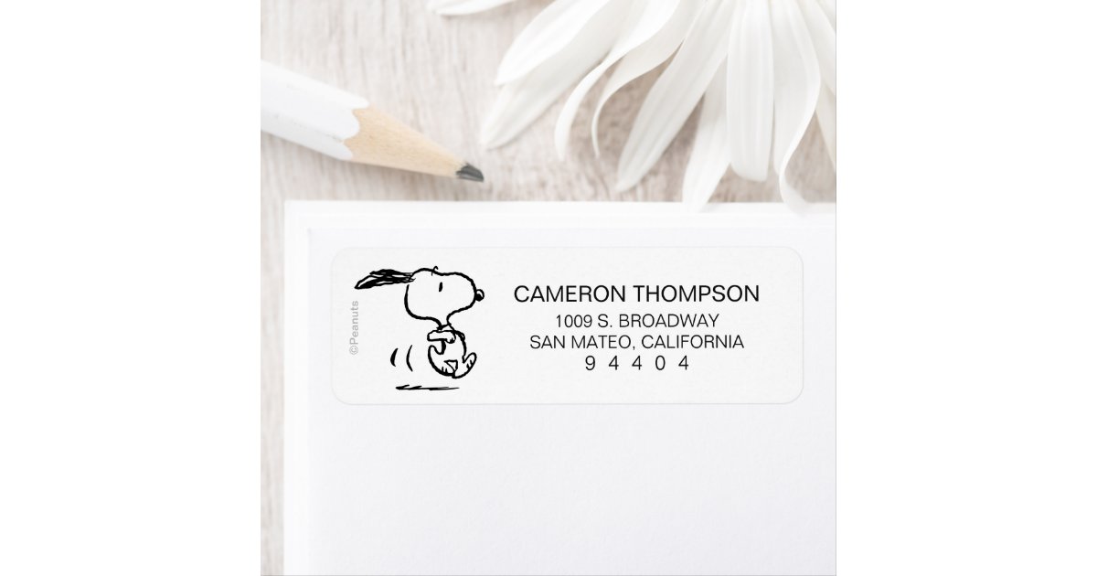 Peanuts | Snoopy Running Label | Zazzle