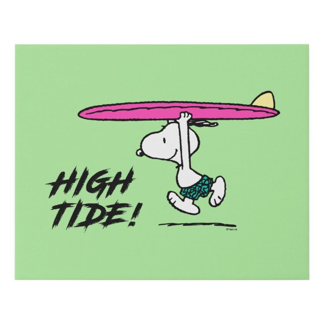 Peanuts | Snoopy Running to the Surf Faux Canvas Print (Front)