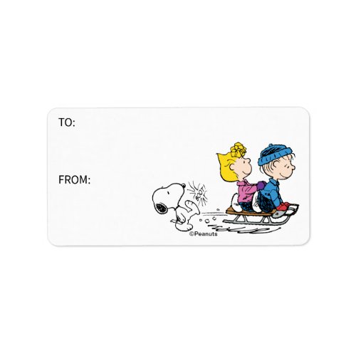 Peanuts  Snoopy Sally  Linus Sled Gift Tag