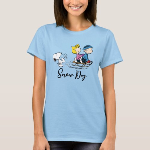 Peanuts  Snoopy Sally  Linus Sled Riding T_Shirt