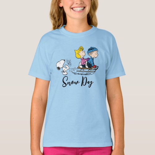 Peanuts  Snoopy Sally  Linus Sled Riding T_Shirt