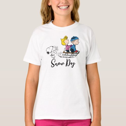 Peanuts  Snoopy Sally  Linus Sled Riding T_Shirt