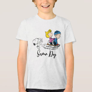 Peanuts   Snoopy, Sally & Linus Sled Riding Tri-Blend Shirt