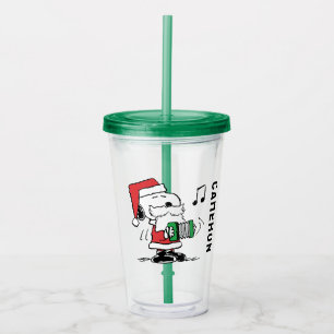 Peanuts   Snoopy Santa Claus Accordian Acrylic Tumbler