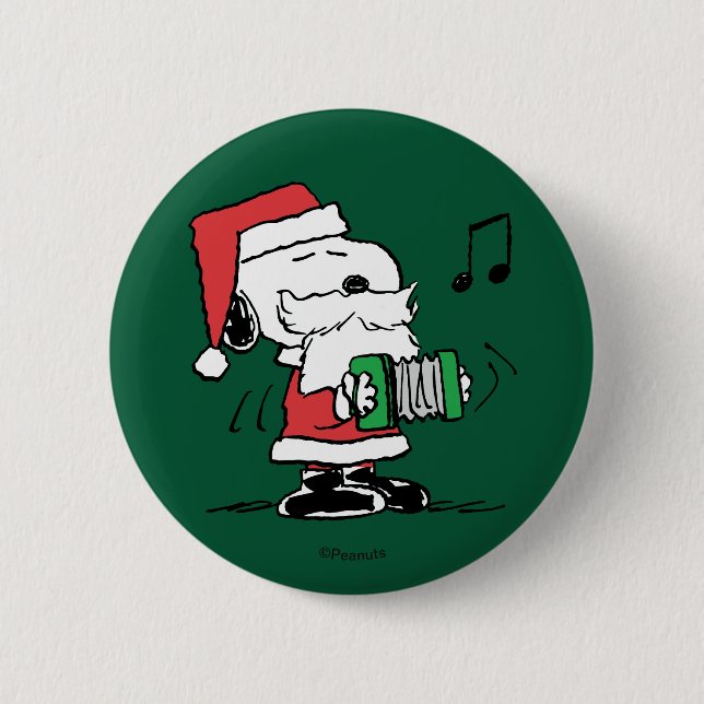 Peanuts | Snoopy Santa Claus Accordian Button (Front)