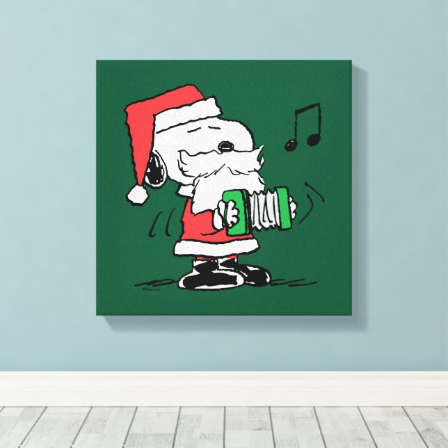 Peanuts | Snoopy Santa Claus Accordian Canvas Print (Insitu(Wood Floor))