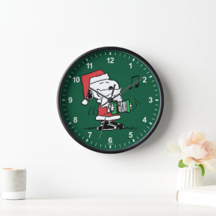 Peanuts Snoopy Santa Claus Accordian Clock