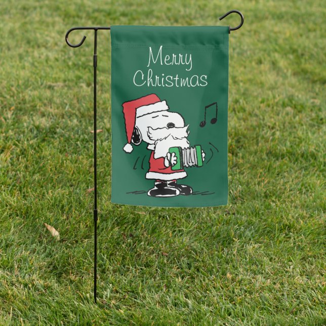 Peanuts | Snoopy Santa Claus Accordian Garden Flag (In SItu)