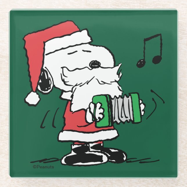 Peanuts | Snoopy Santa Claus Accordian Glass Coaster (Front)