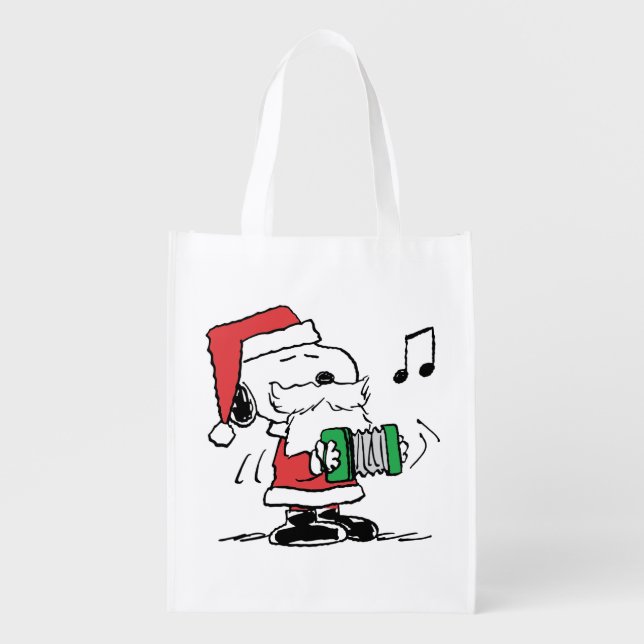 Peanuts | Snoopy Santa Claus Accordian Grocery Bag (Front)