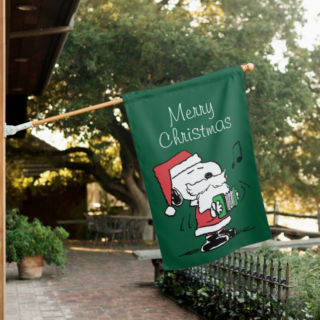 Peanuts | Snoopy Santa Claus Accordian House Flag (In SItu)