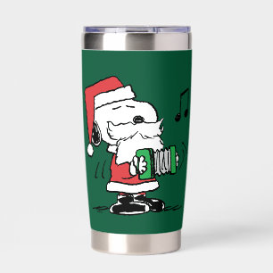 Peanuts   Snoopy Santa Claus Accordian Insulated Tumbler