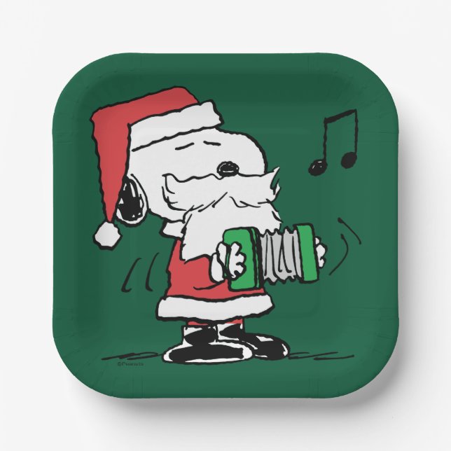 Peanuts | Snoopy Santa Claus Accordian Paper Plates (Front)
