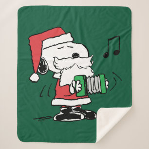 Peanuts   Snoopy Santa Claus Accordian Sherpa Blanket
