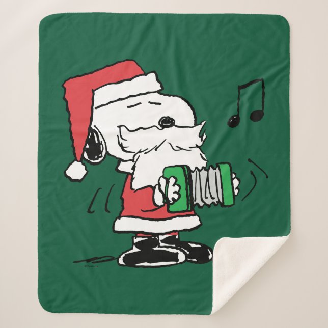 Peanuts | Snoopy Santa Claus Accordian Sherpa Blanket (Front)