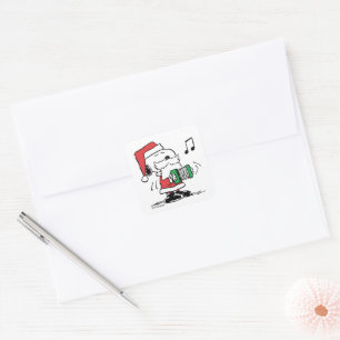 Peanuts   Snoopy Santa Claus Accordian Square Sticker