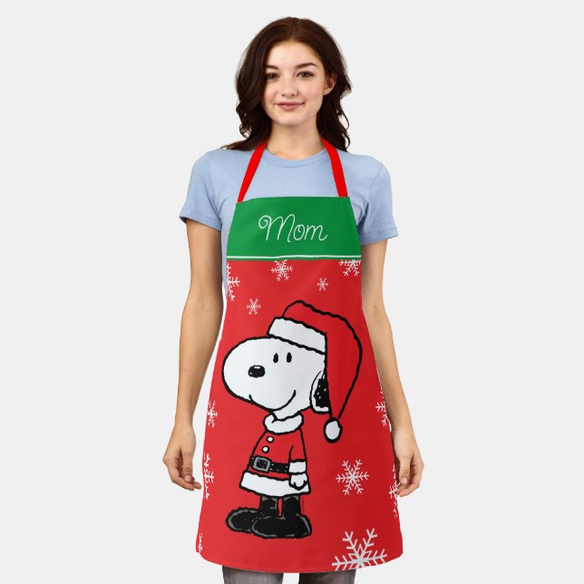 Peanuts | Snoopy Santa Claus | Add Your Name Apron (Worn)