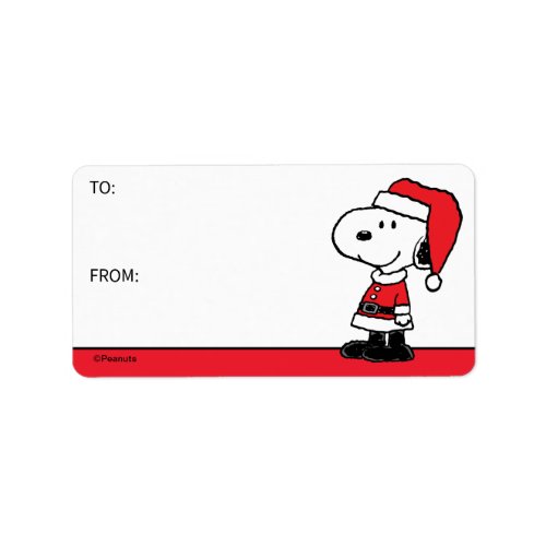 Peanuts  Snoopy Santa Claus Gift Tag