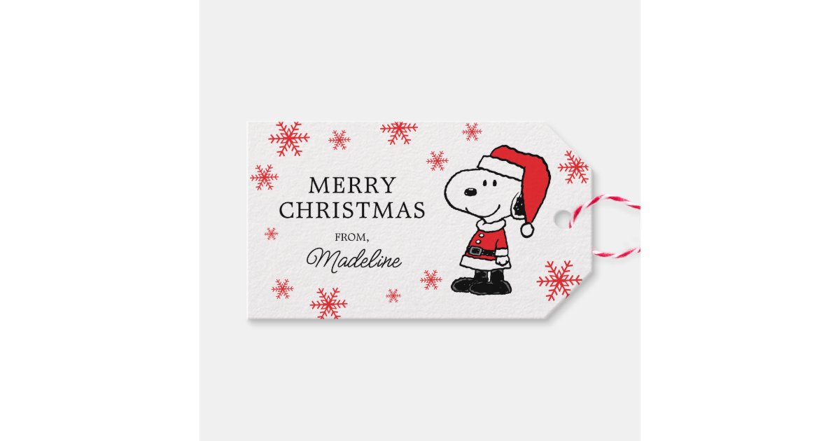 Peanuts, Snoopy Santa Claus Gift Tags