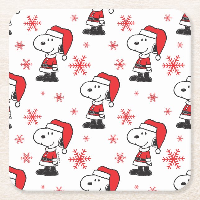 Peanuts | Snoopy Santa Claus Square Paper Coaster (Front)