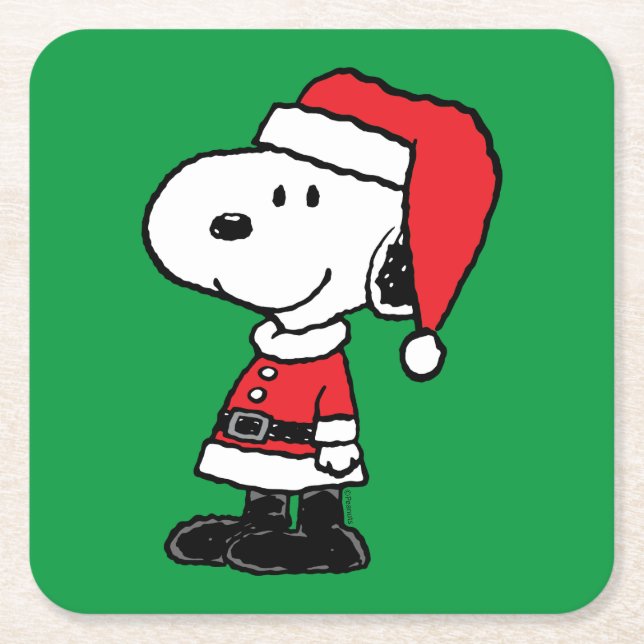 Peanuts | Snoopy Santa Claus Square Paper Coaster (Front)